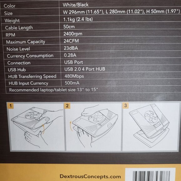 Universal USB Fan Cooling Electronics Stand - ZED - (BLACK) - Picture 3 of 5